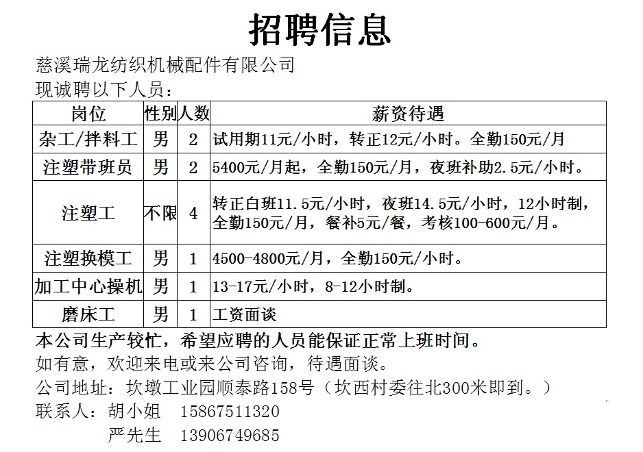 慈溪胜山最新招工信息全面解析